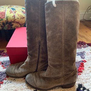 tan flat suede boots